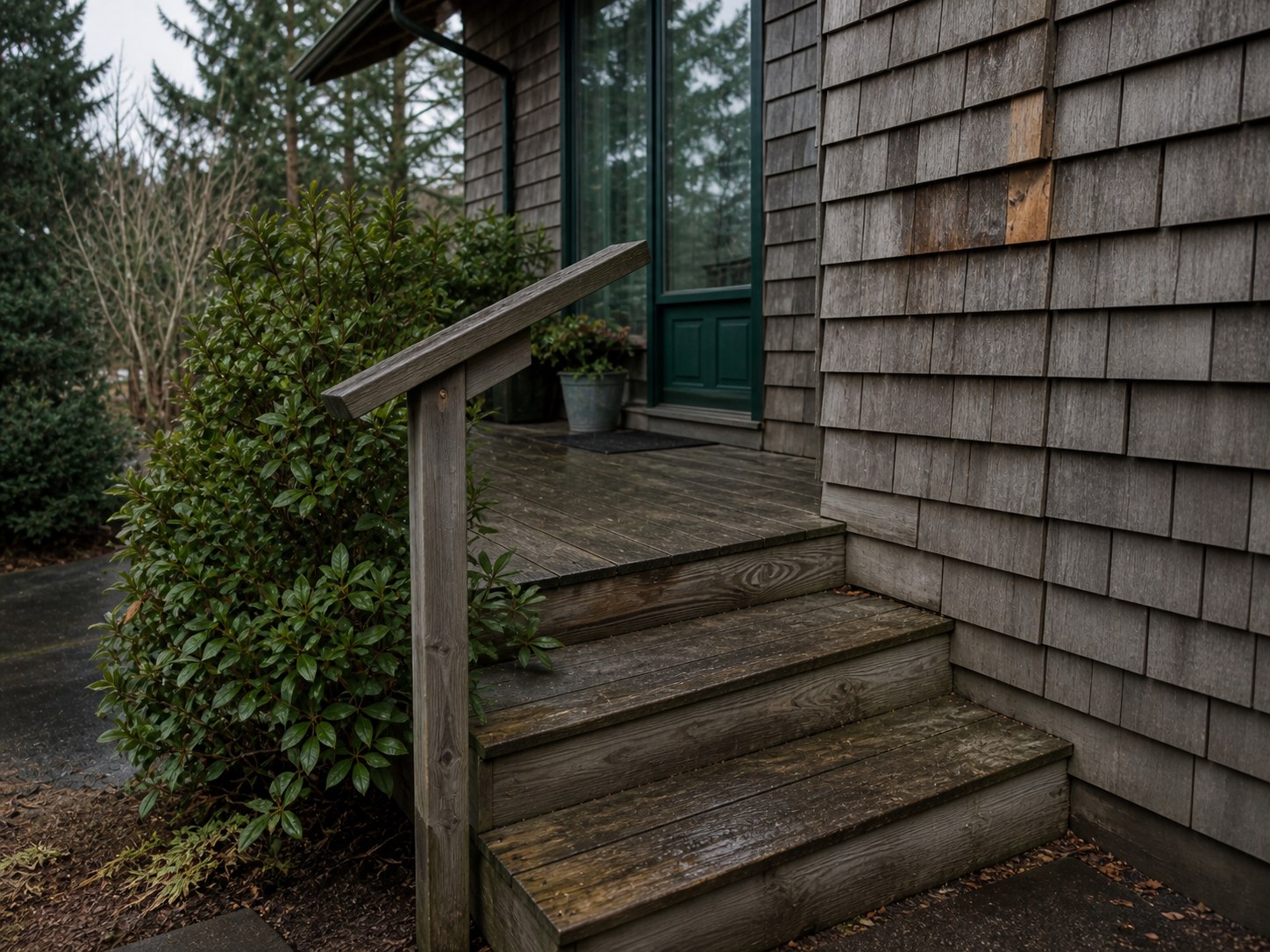 Weathered porch before repair
