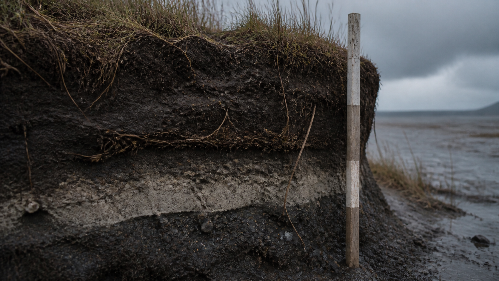 Measured layers in an eroded coastal soil bank